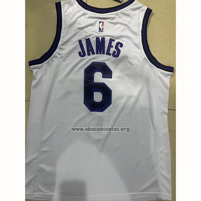 Camiseta Los Angeles Lakers LeBron James NO 6 Ciudad 2022-23 Blanco